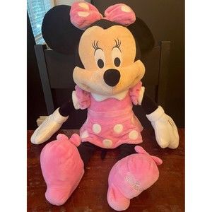 Disney Minnie Mouse Bright Pink & Polka Dot Dress,Bow,Pink Shoes BIG 24" Plush